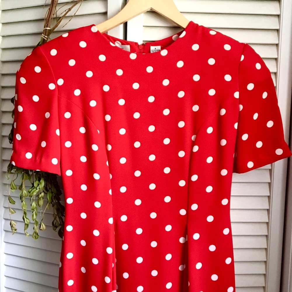 {Vintage Ms Chaus} Red & White Polka Dot Dress, 6 - Picture 5 of 8